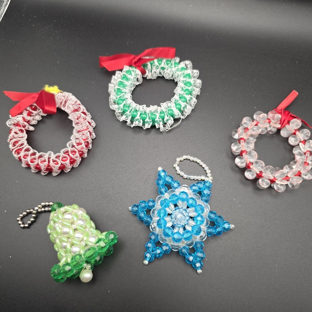 5 Handmade Beaded‎ Ornaments